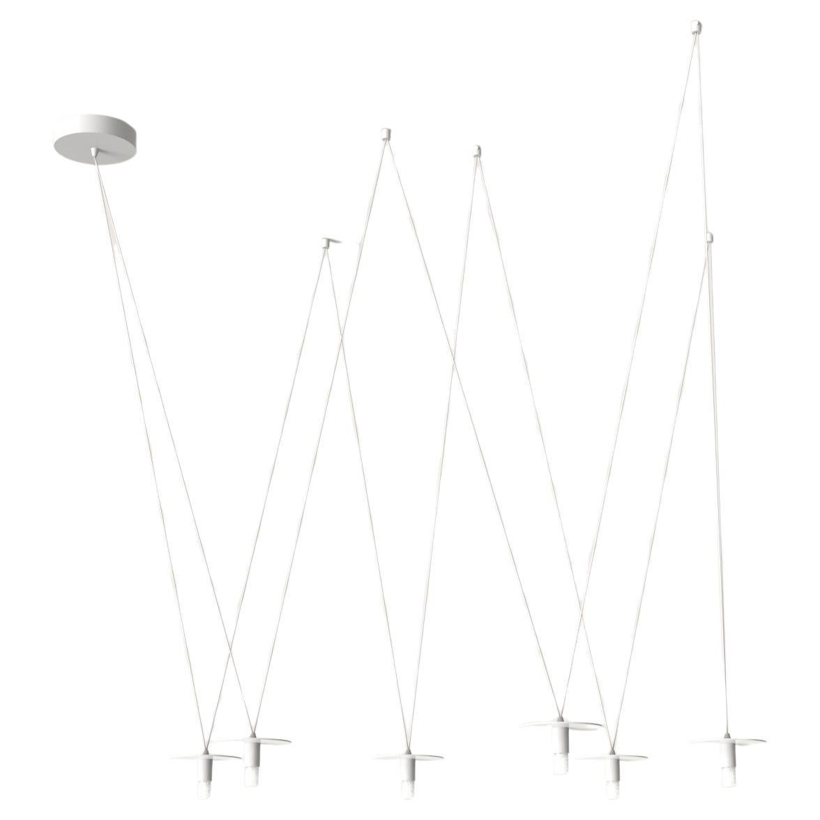 Lampadario bianco minimal 6 luci personalizzabili con luce puntuale
