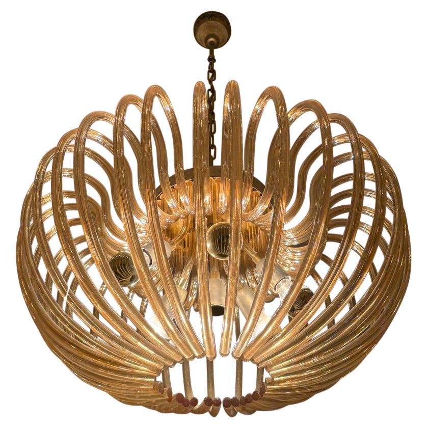 Lampadario Carlo Scarpa Venini vetro oro di Murano 
Champagne
 del secolo scorso en venta