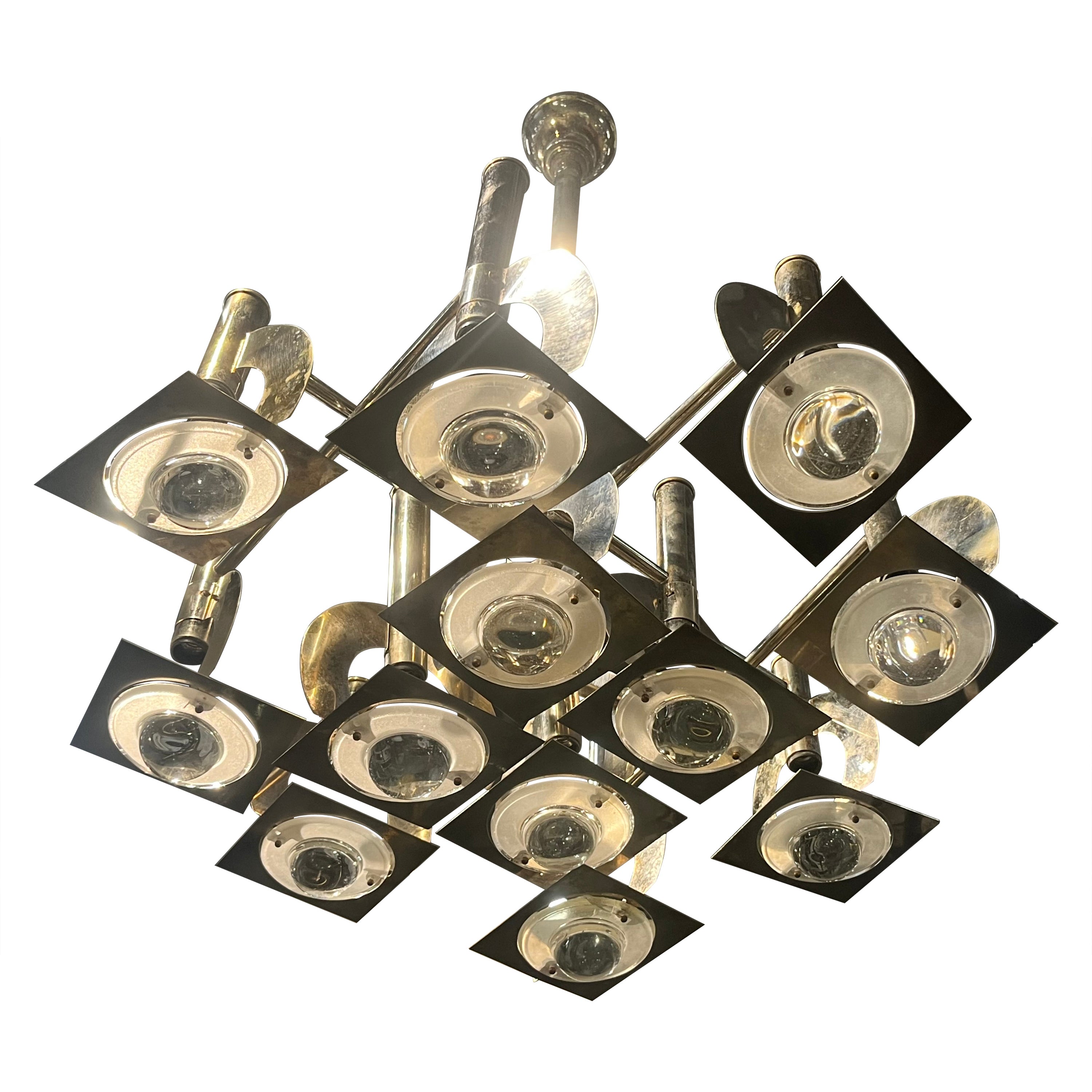 Kronleuchter Oscar Torlasco 1970er Jahre  jahrgang 12 Lichter