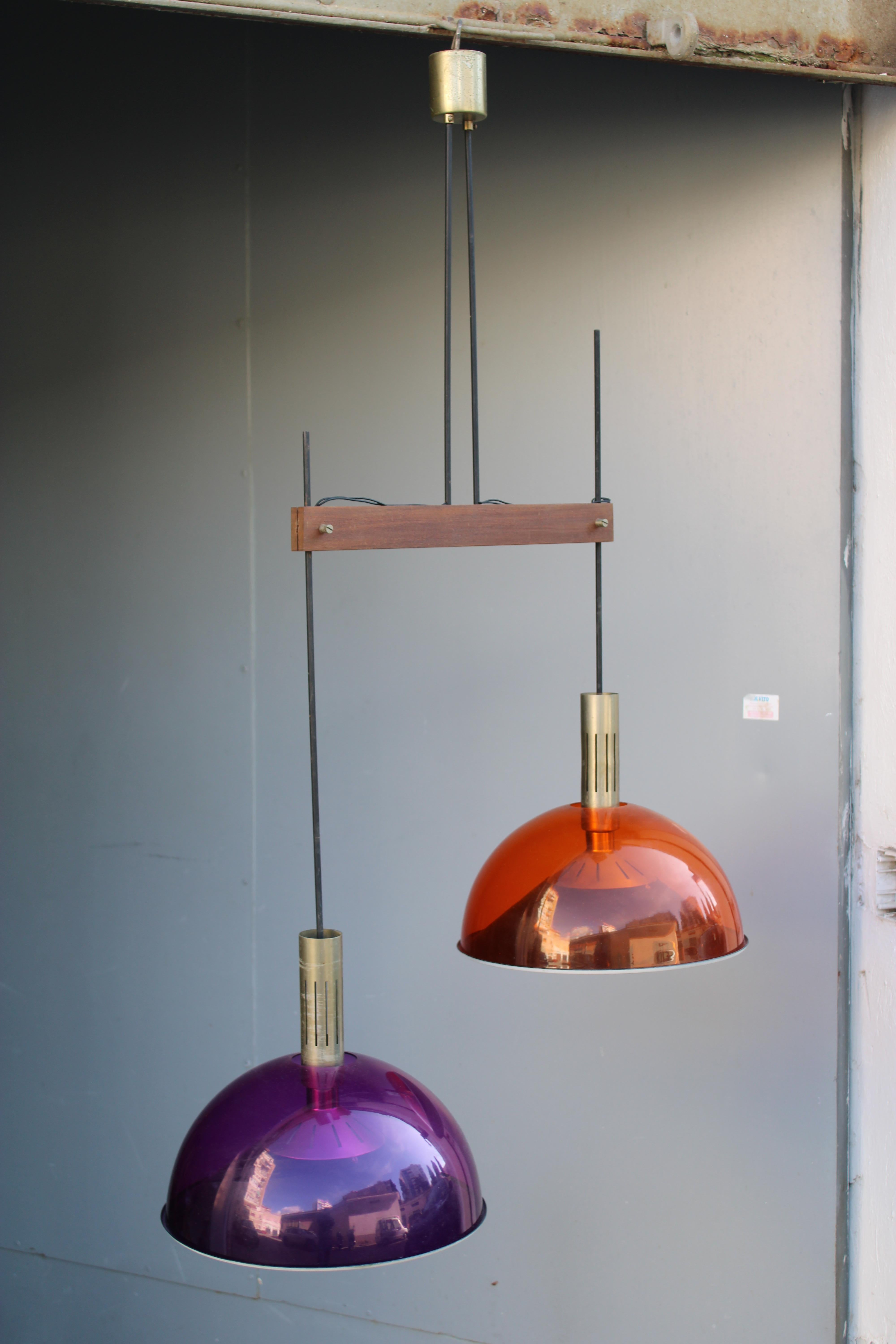 Lámpara de araña Stilux Milano de mediados de siglo de 1950 de color rojo púrpura en venta 7