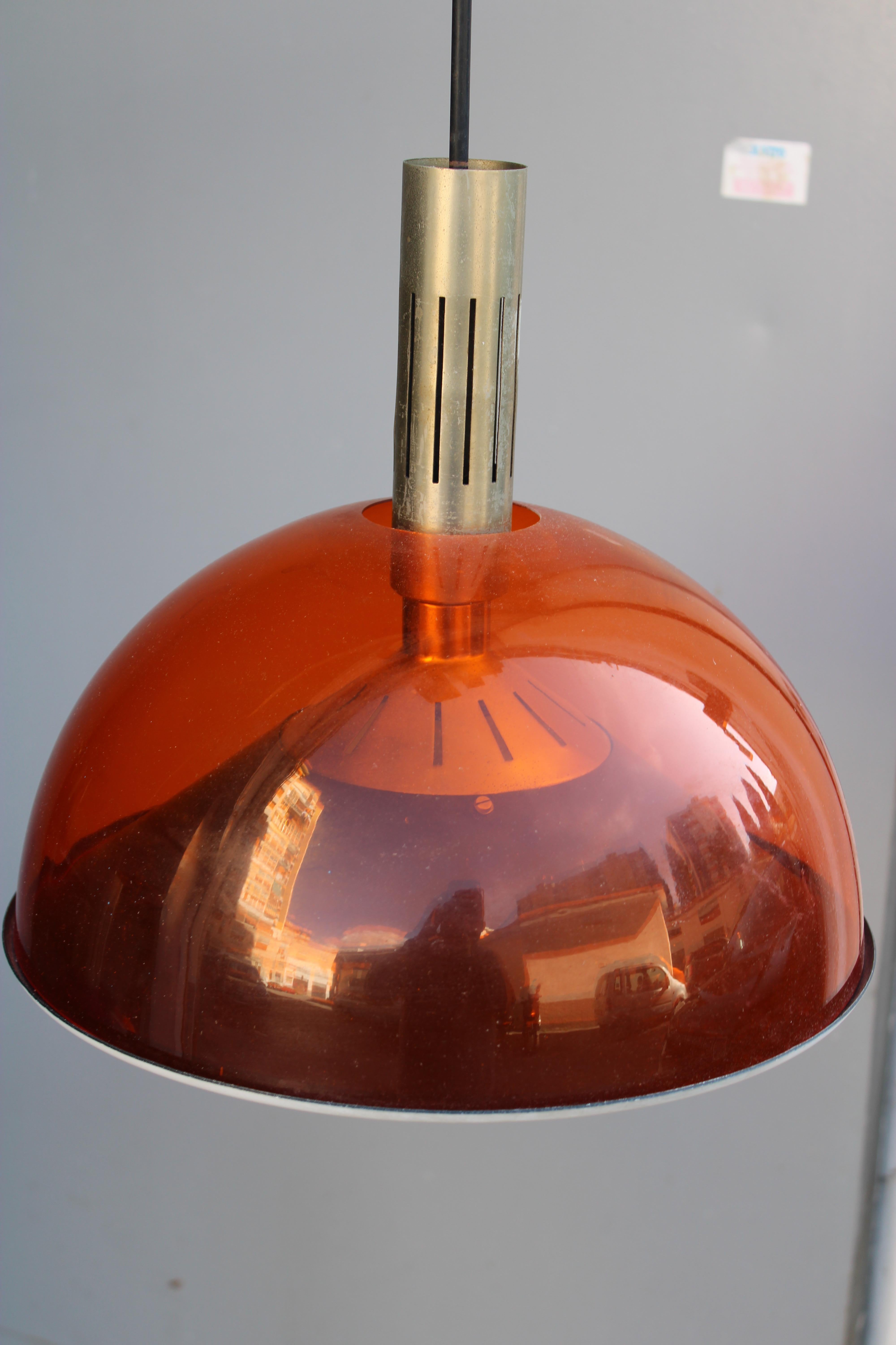 Lámpara de araña Stilux Milano de mediados de siglo de 1950 de color rojo púrpura Italian en venta
