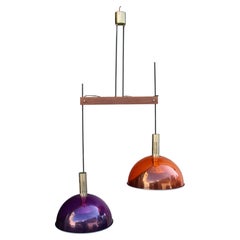Lampadario Colorato Stilux Milano 1950s Mid-century Rosso Viola