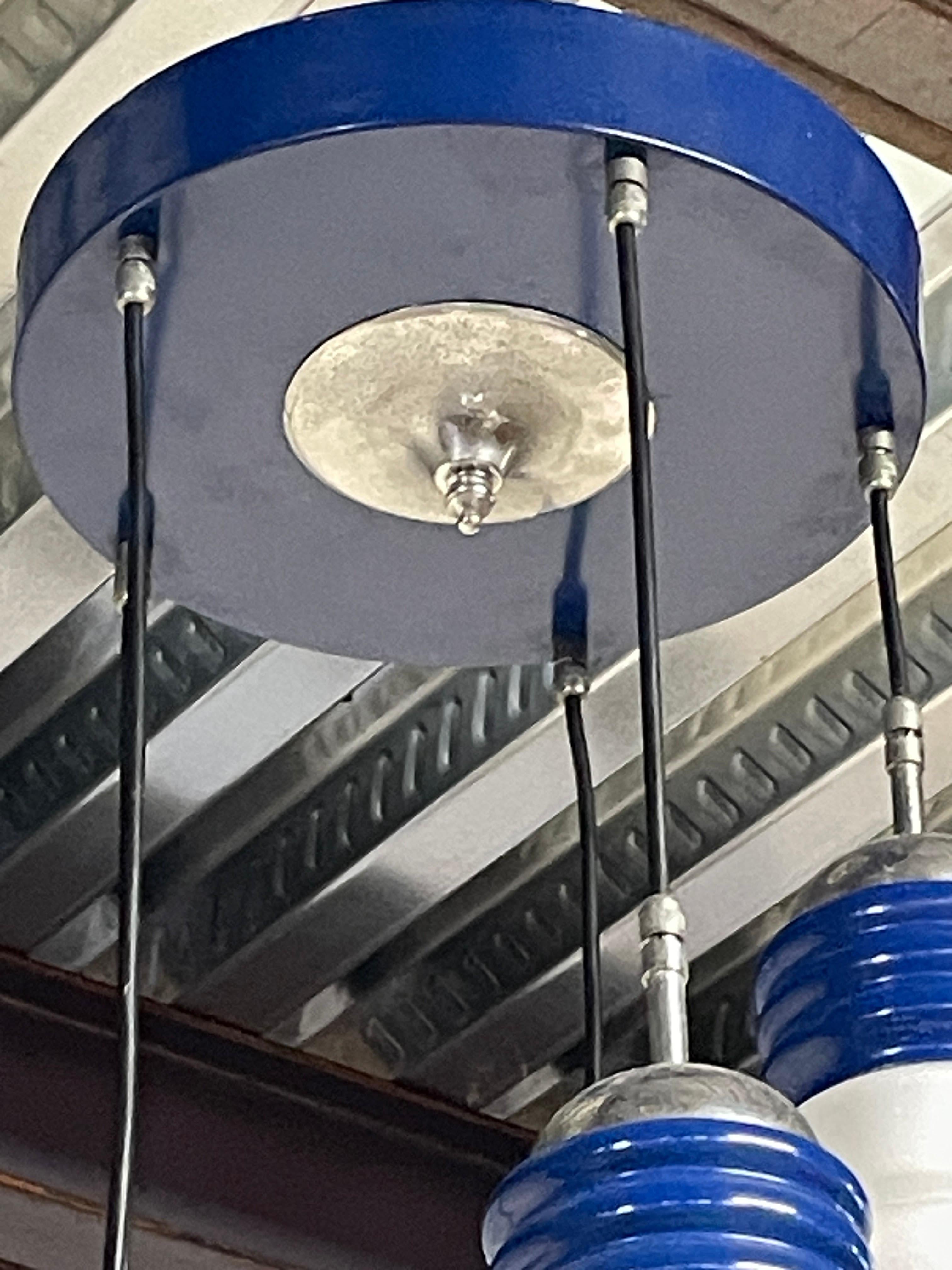 Lámpara de araña de los años 70 con 5 colgantes modelo Lampadina fabricada por Tronconi en venta 1