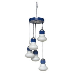 1970er Kronleuchter mit 5 Hängeleuchten Modell Lampadina hergestellt von Tronconi