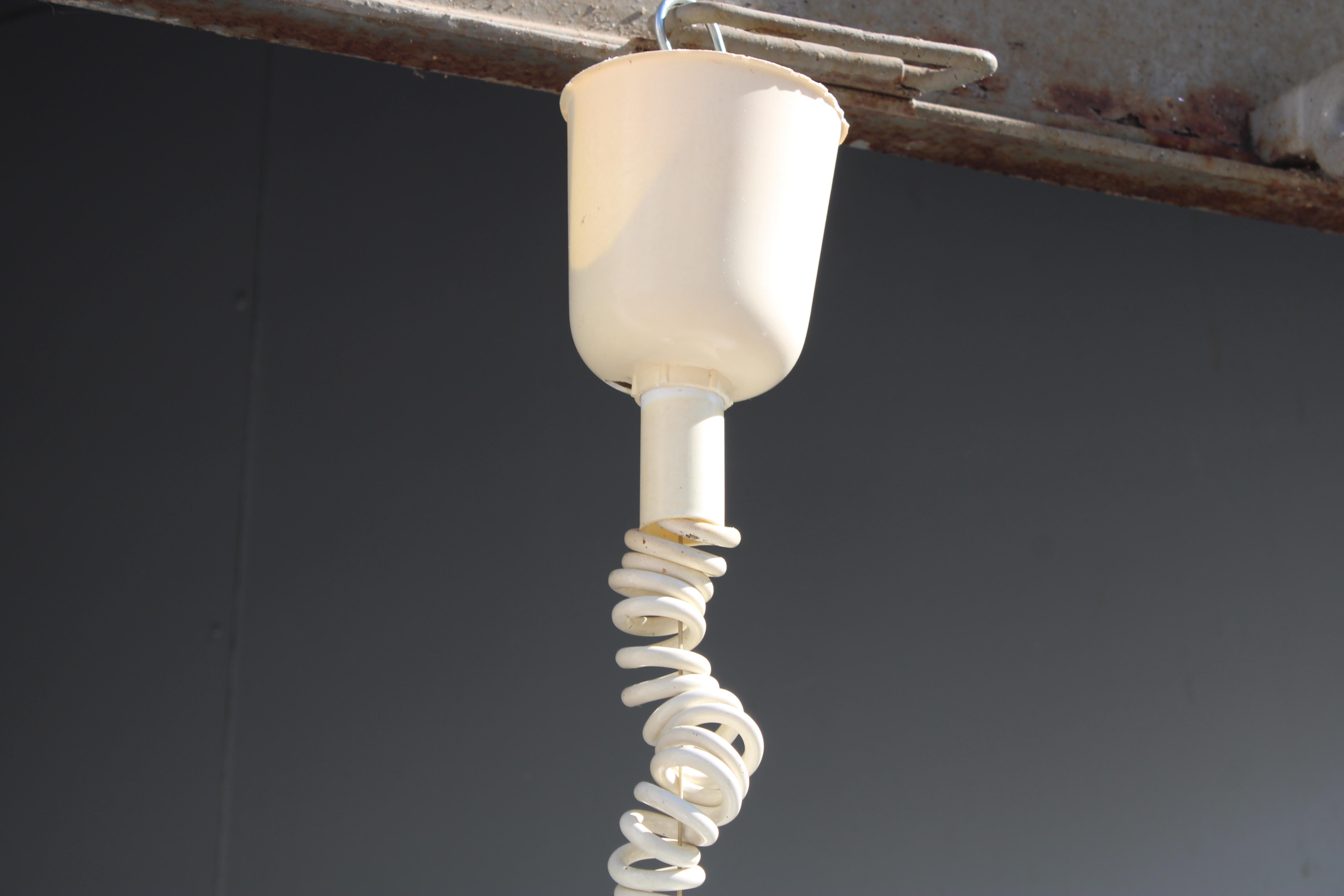 Lampadario con calotta trasparente e Ondulata Bianca Italia 1970 Sottsass Stile in vendita 1
