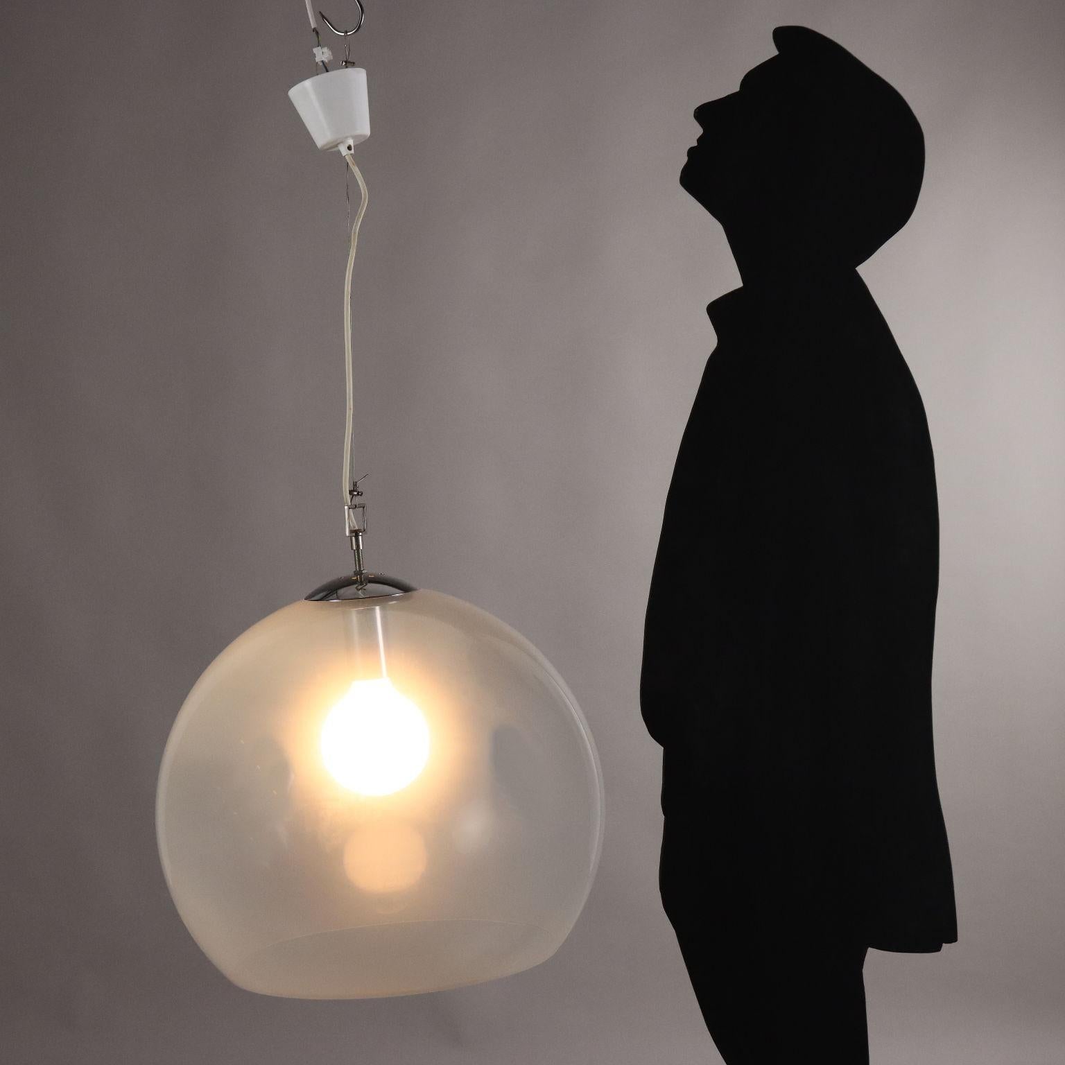 Mid-Century moderno Lampadario con diffusore in vetro Anni 70 in vendita