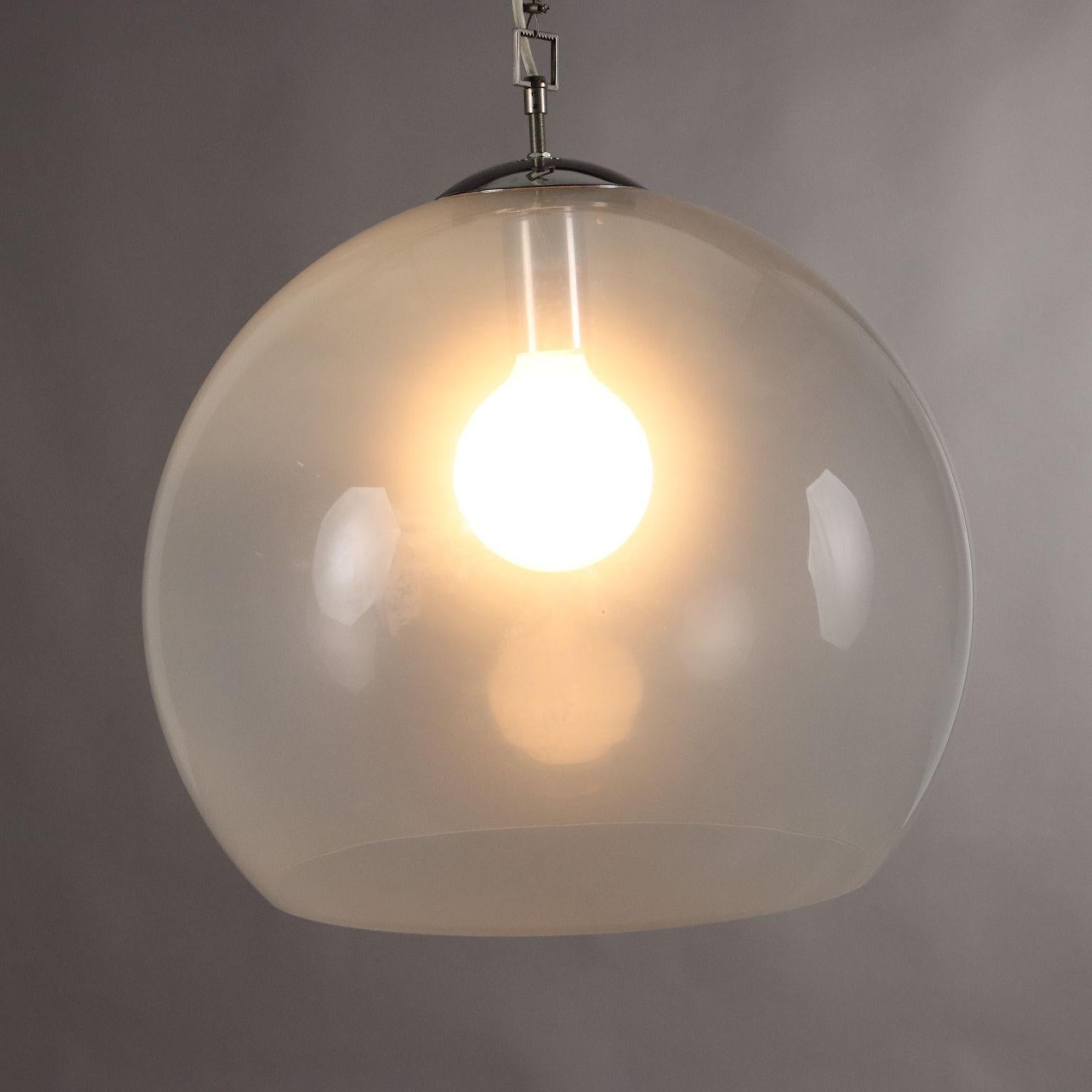 Italian Lampadario con diffusore in vetro Anni 70 in vendita