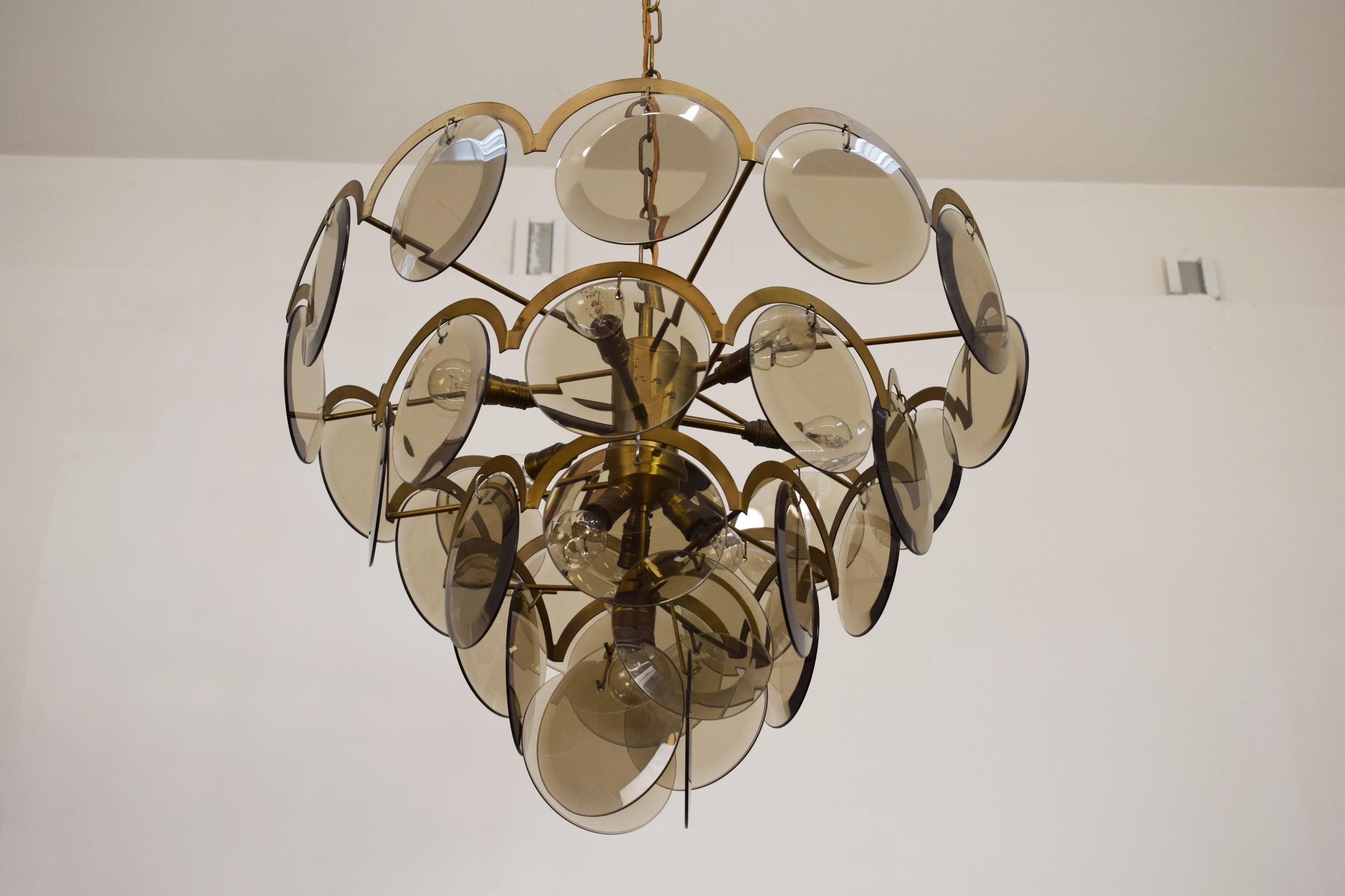 Mid-Century Modern Lustre avec disques Vistosi, Italie, années 1960.