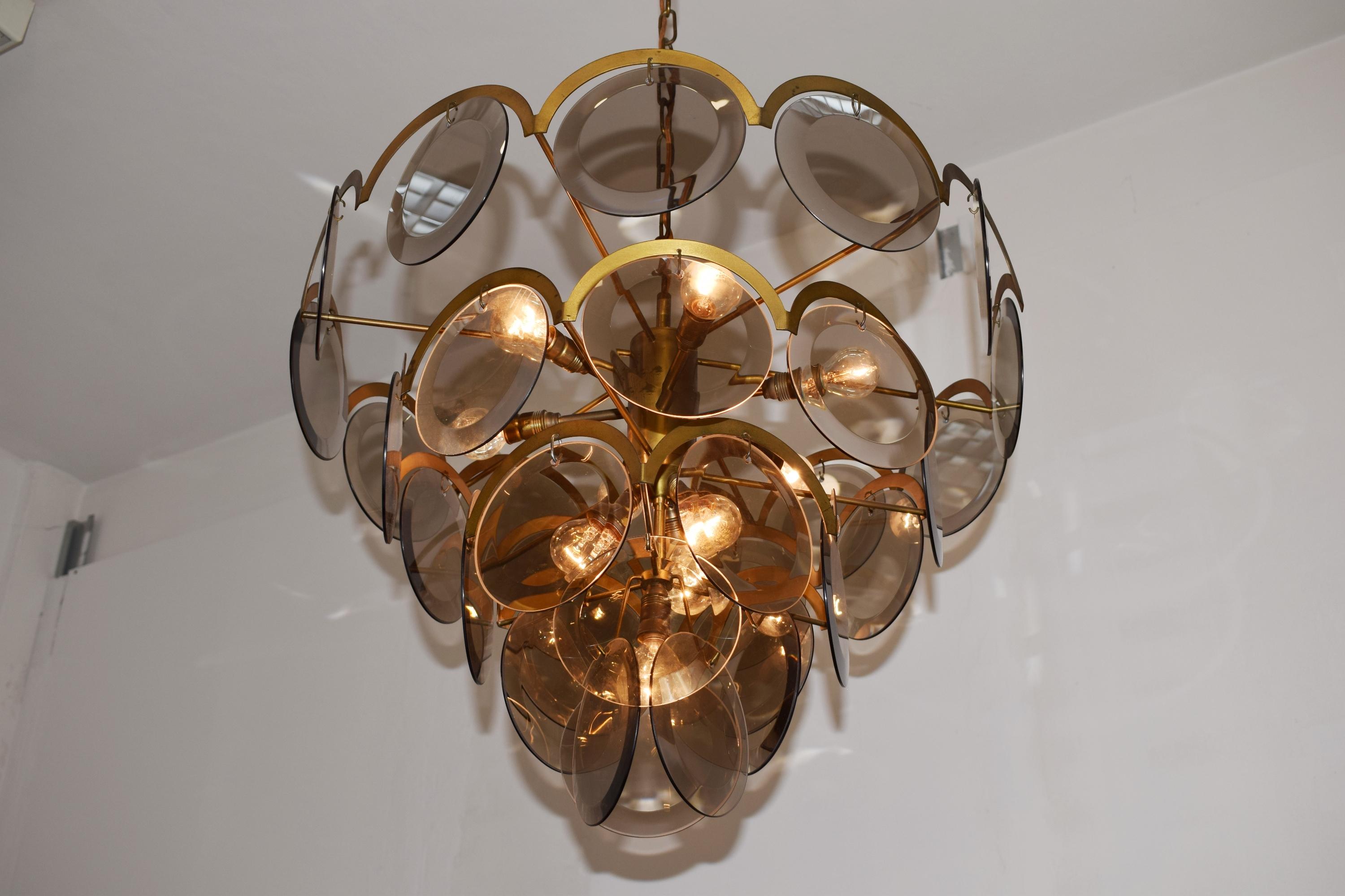 Mid-20th Century Lustre avec disques Vistosi, Italie, années 1960.