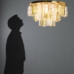 Lampadario con Foglie in Vetro Anni 70