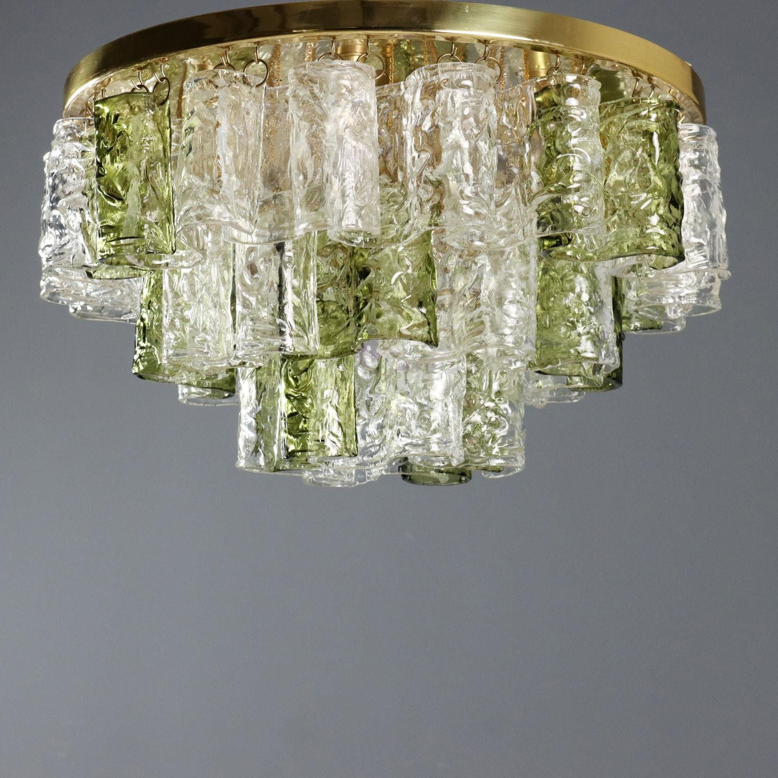 Lámpara de cristal con hojas de los años 70 Moderno de mediados de siglo en venta