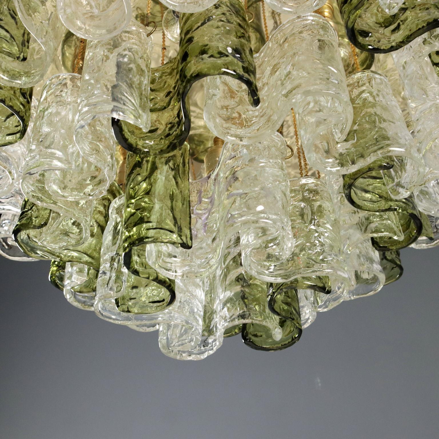 Lámpara de cristal con hojas de los años 70 Italian en venta