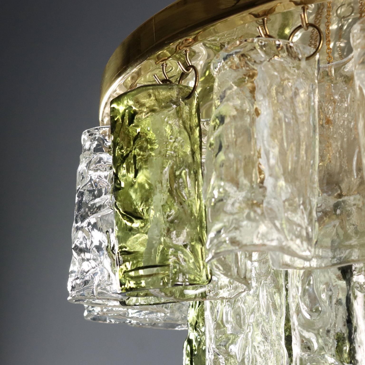 Lámpara de cristal con hojas de los años 70 Late 20th Century en venta