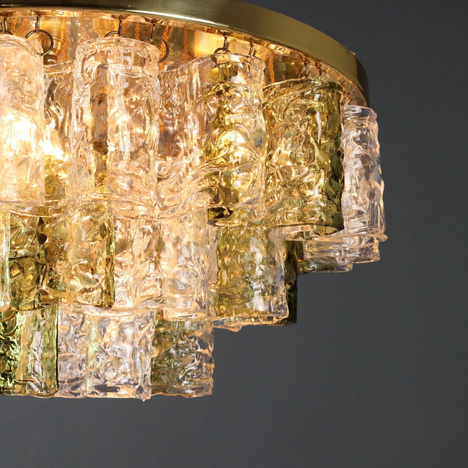 Lámpara de cristal con hojas de los años 70 Vidrio en venta
