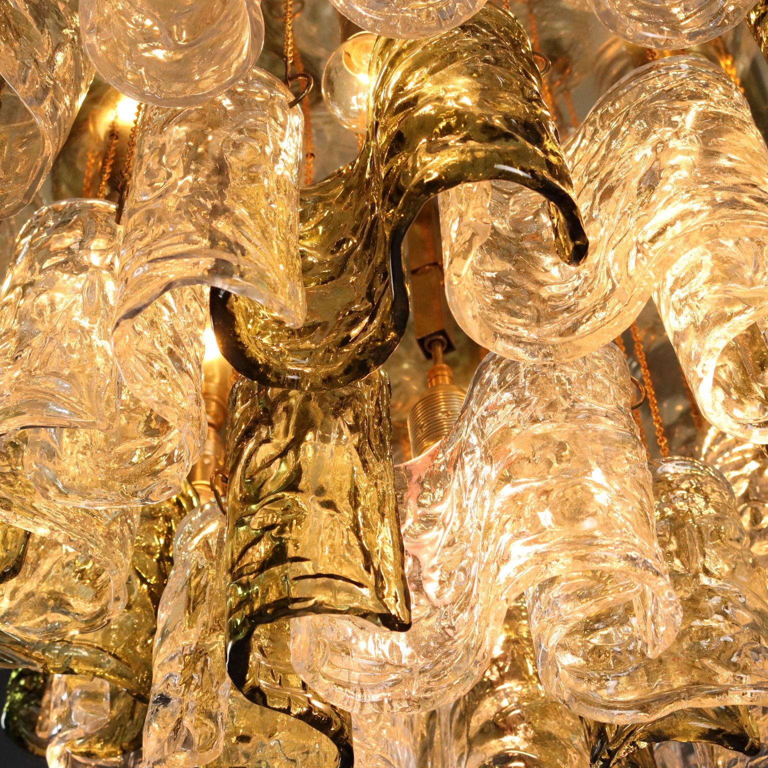 Lámpara de cristal con hojas de los años 70 en venta 1