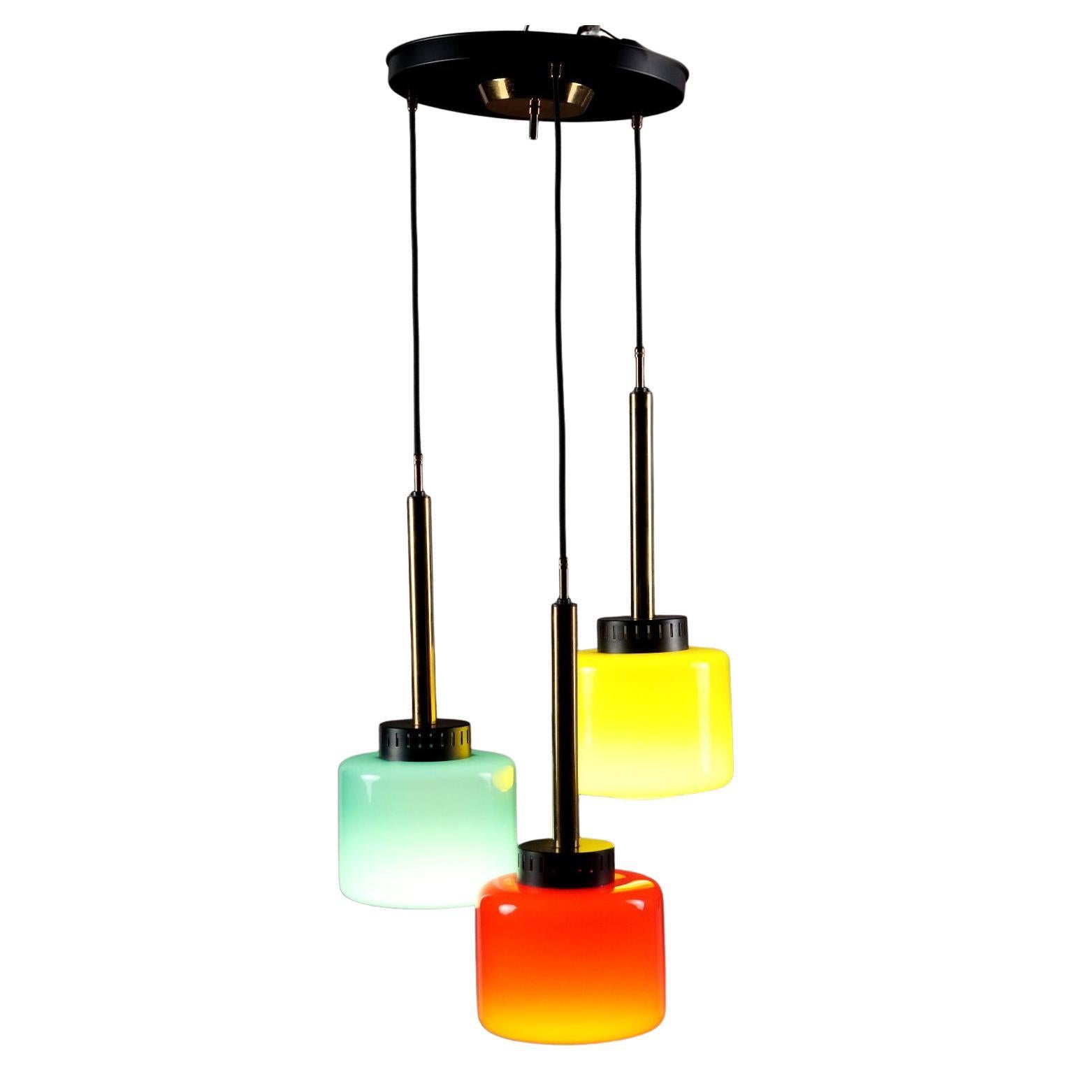 Chandelier with Stained Glass 1960s