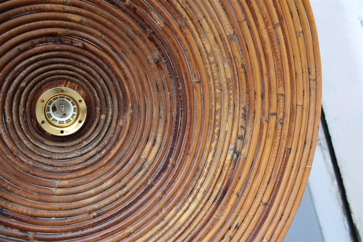 Lampadario Conico in Midollino Italiano 1950s catena Ottone In condizioni buone in vendita a Palermo, Sicily