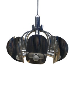 Lampadario cromato a 8 luci Space Age anni 70