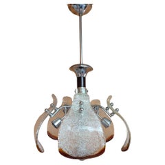 Lampadario cromato con vetri di Murano von Mazzega (Italien) Anni '70