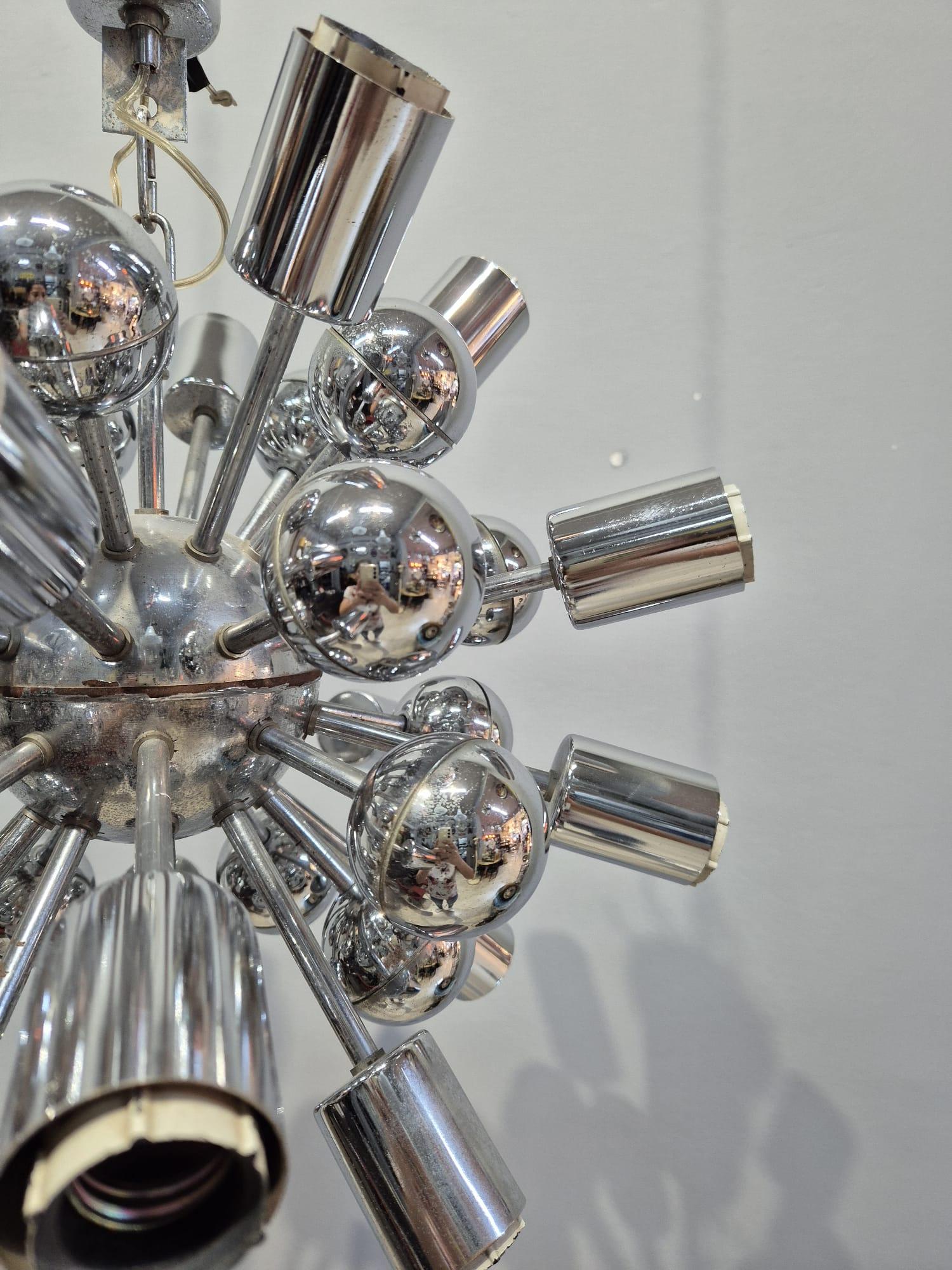 Metallo lampadario cromato Space Age Sputnik anni in vendita
