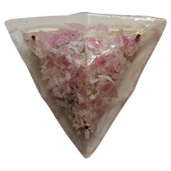Dreieckiger Deckenleuchter aus rosa und transparentem Muranoglas