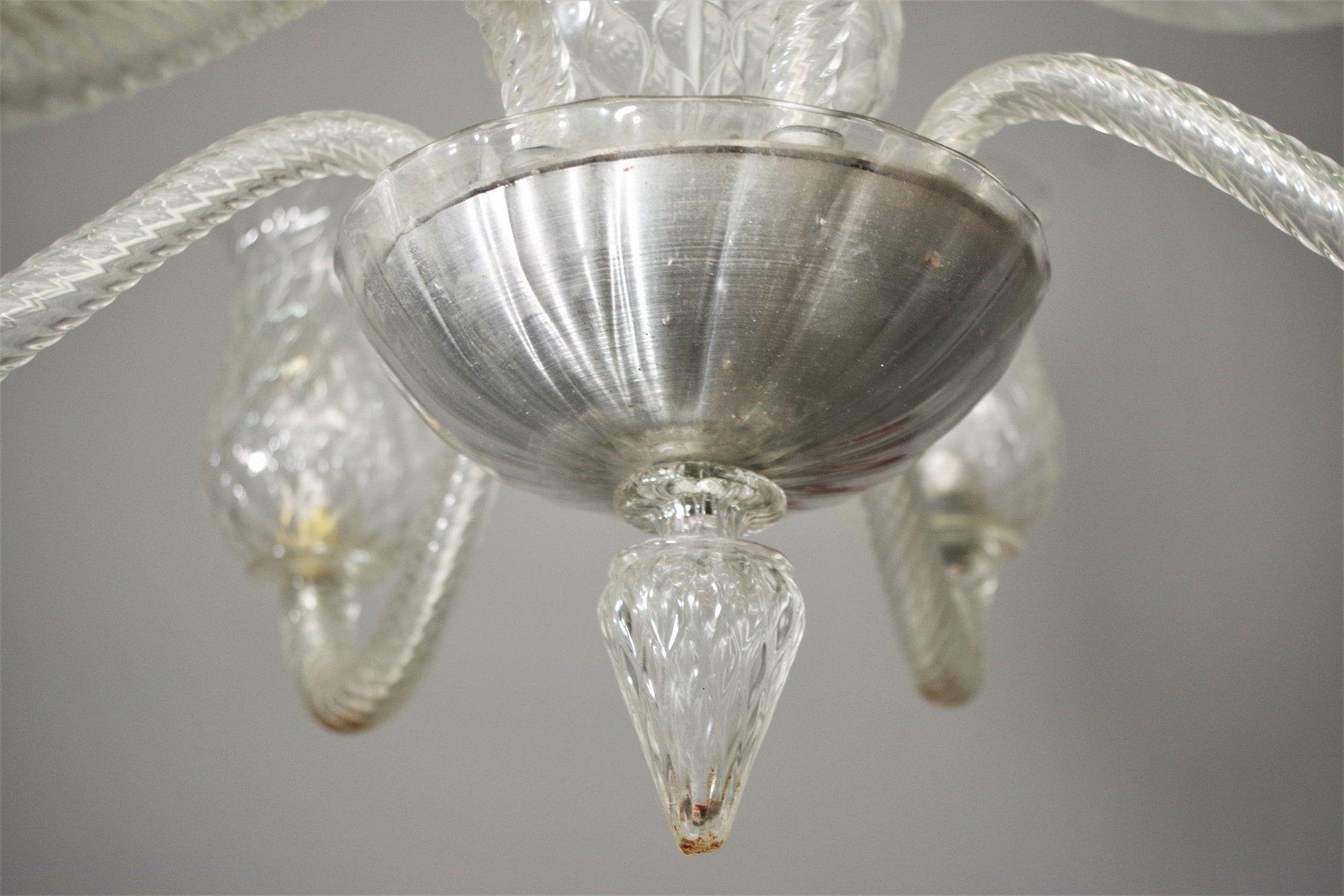 Lámpara de techo de cristal de Murano Venini, años 50 en venta 1