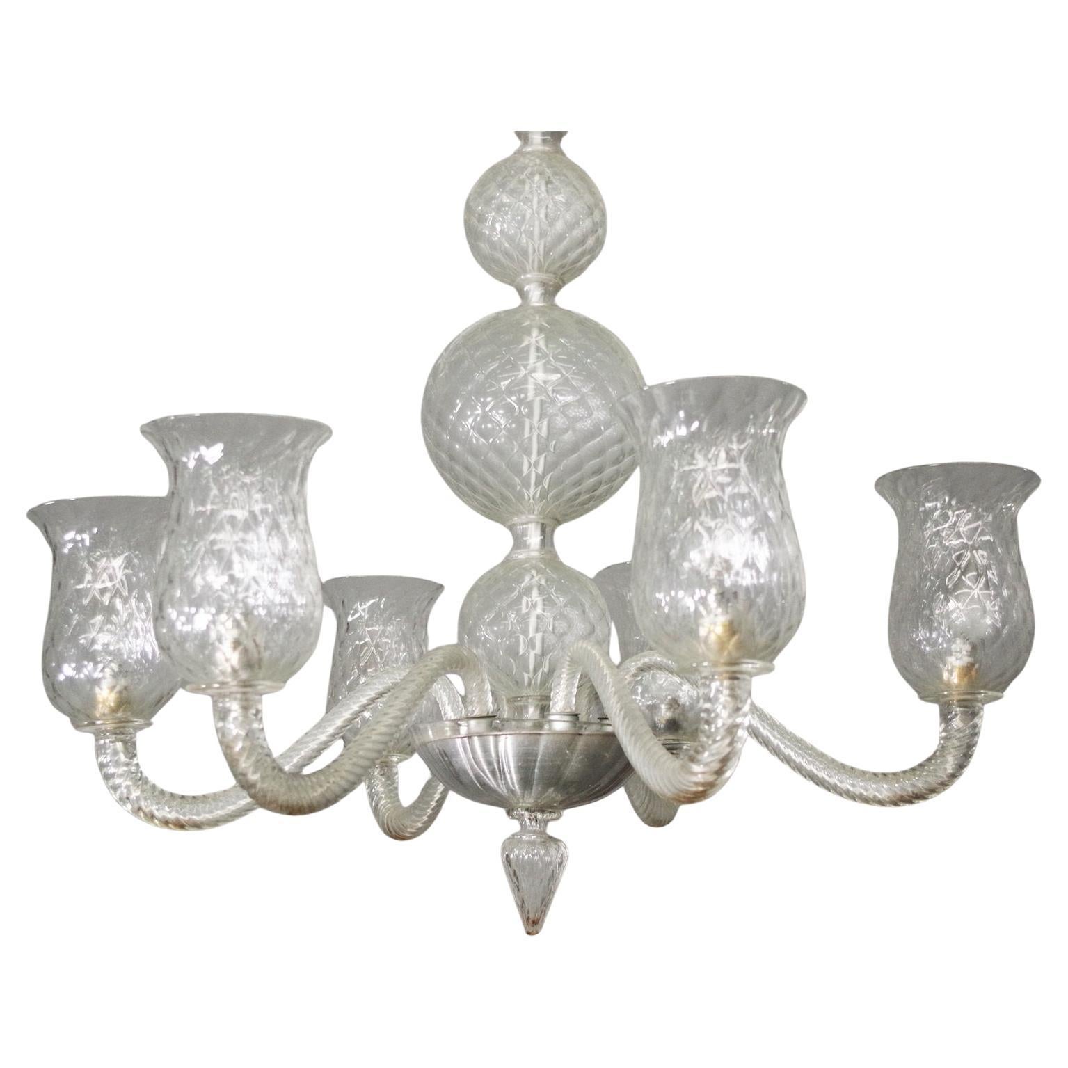 Lámpara de techo de cristal de Murano Venini, años 50 en venta