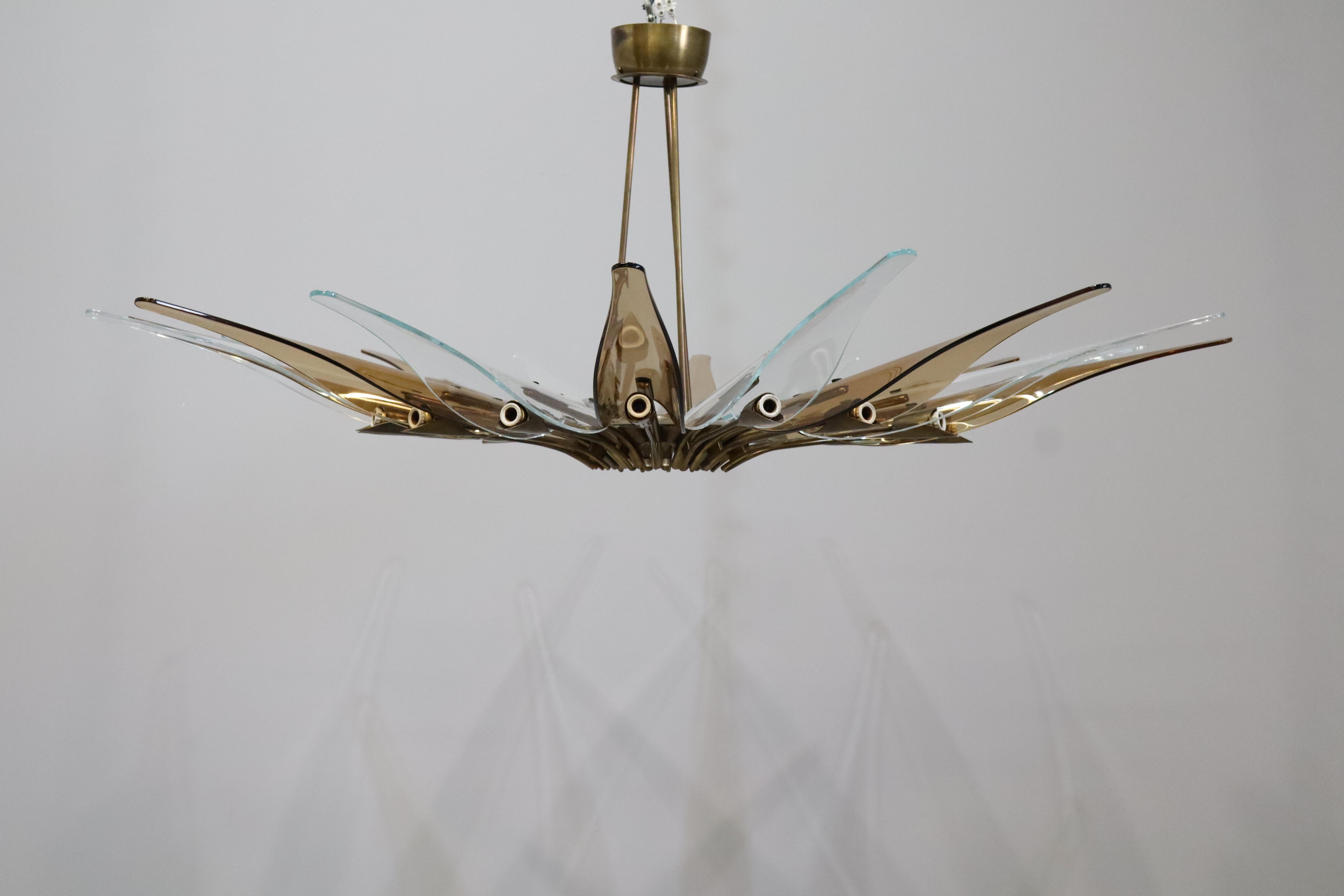 Dahlia chandelier model '1563' by Max Ingrand for Fontana Arte, Italy, 1955  For Sale 9