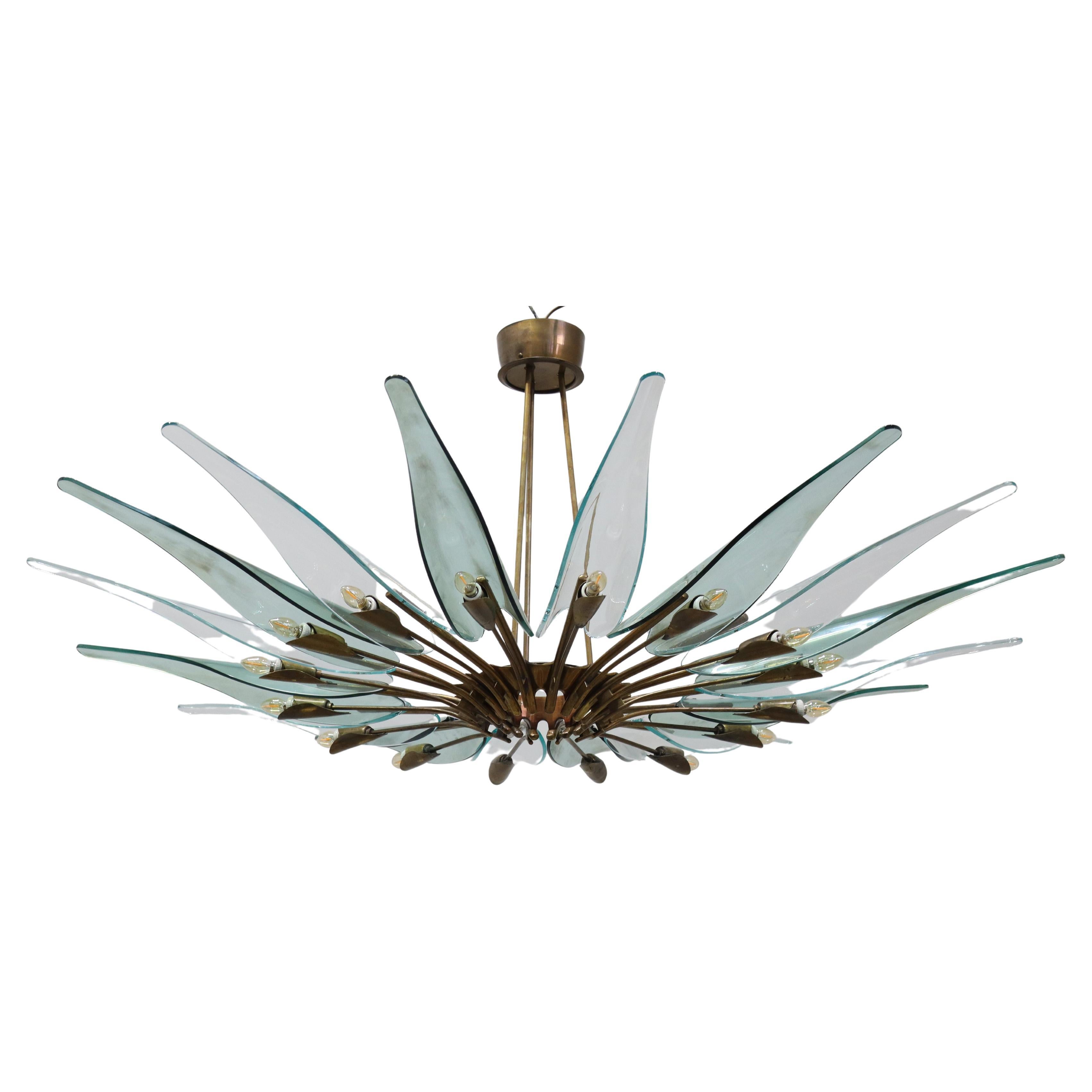 Lampadario Dahlia modello 
1563
 di Max Ingrand per Fontana Arte, Italia, 1955