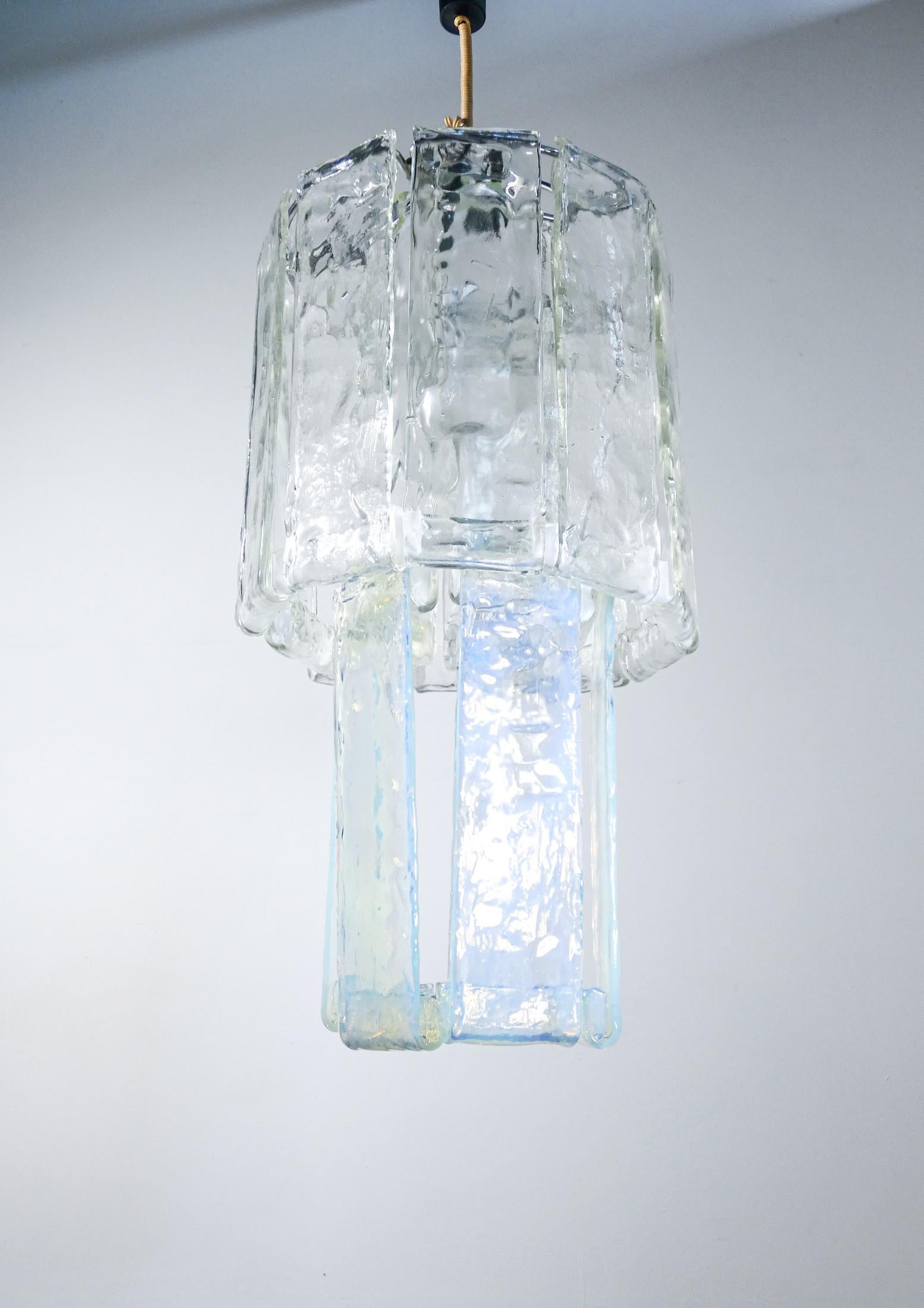 Italian F.lli TOSO design chandelier, blown glass diffusers. Murano. Italy, 1970s For Sale