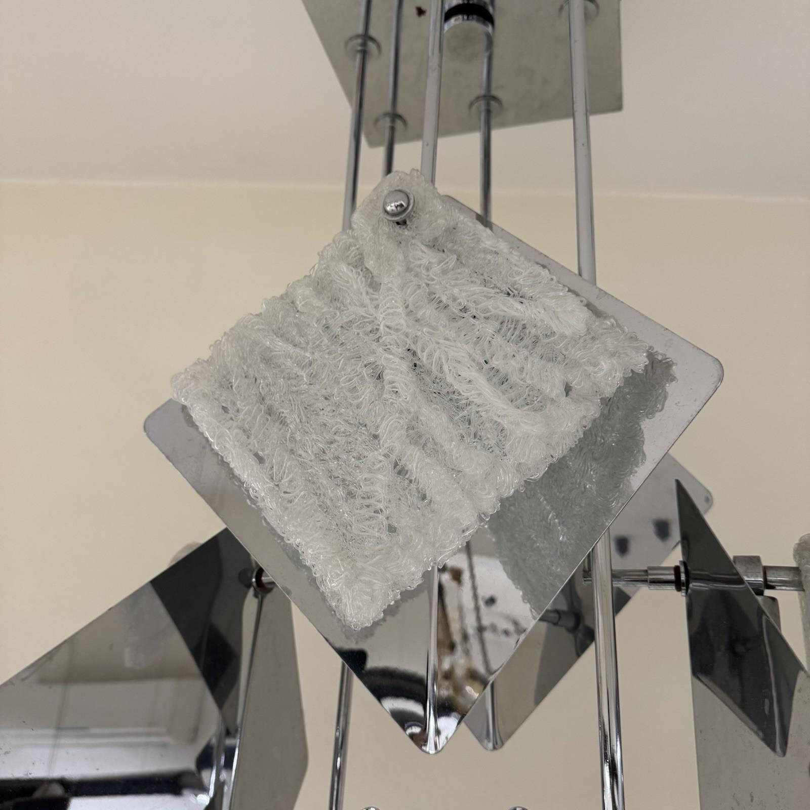 Italiano Lampadario Design Geometrico Esperia Stile 6 Luci Modernariato 1970 in vendita