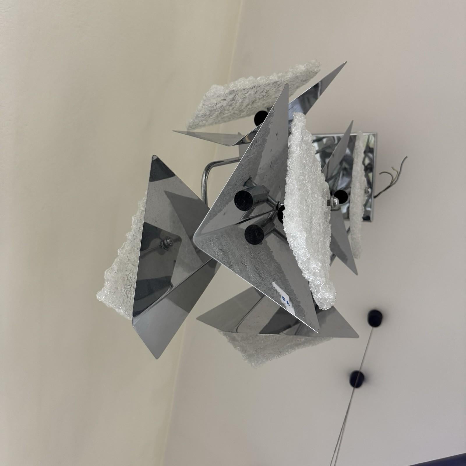 Fine XX secolo Lampadario Design Geometrico Esperia Stile 6 Luci Modernariato 1970 in vendita