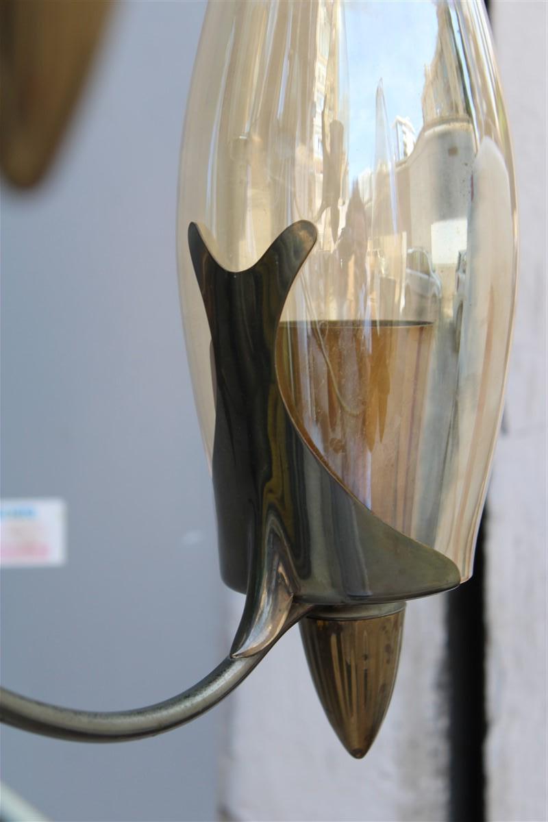 Lampadario Design Italiano Mid-Century in stile Ottone e Vetro Arredoluce in vendita 9