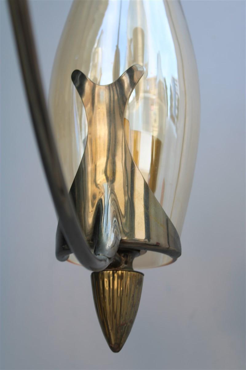 Lampadario Design Italiano Mid-Century in stile Ottone e Vetro Arredoluce in vendita 10
