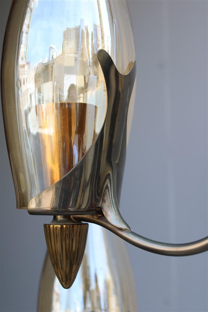 Lampadario Design Italiano Mid-Century in stile Ottone e Vetro Arredoluce in vendita 12