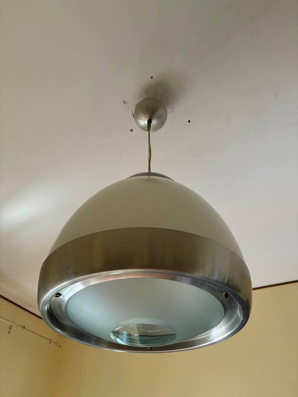 Verre taillé Lustre par Pia Guidetti Crippa pour Lumi, ''a lens'' Italie, 1960s en vente