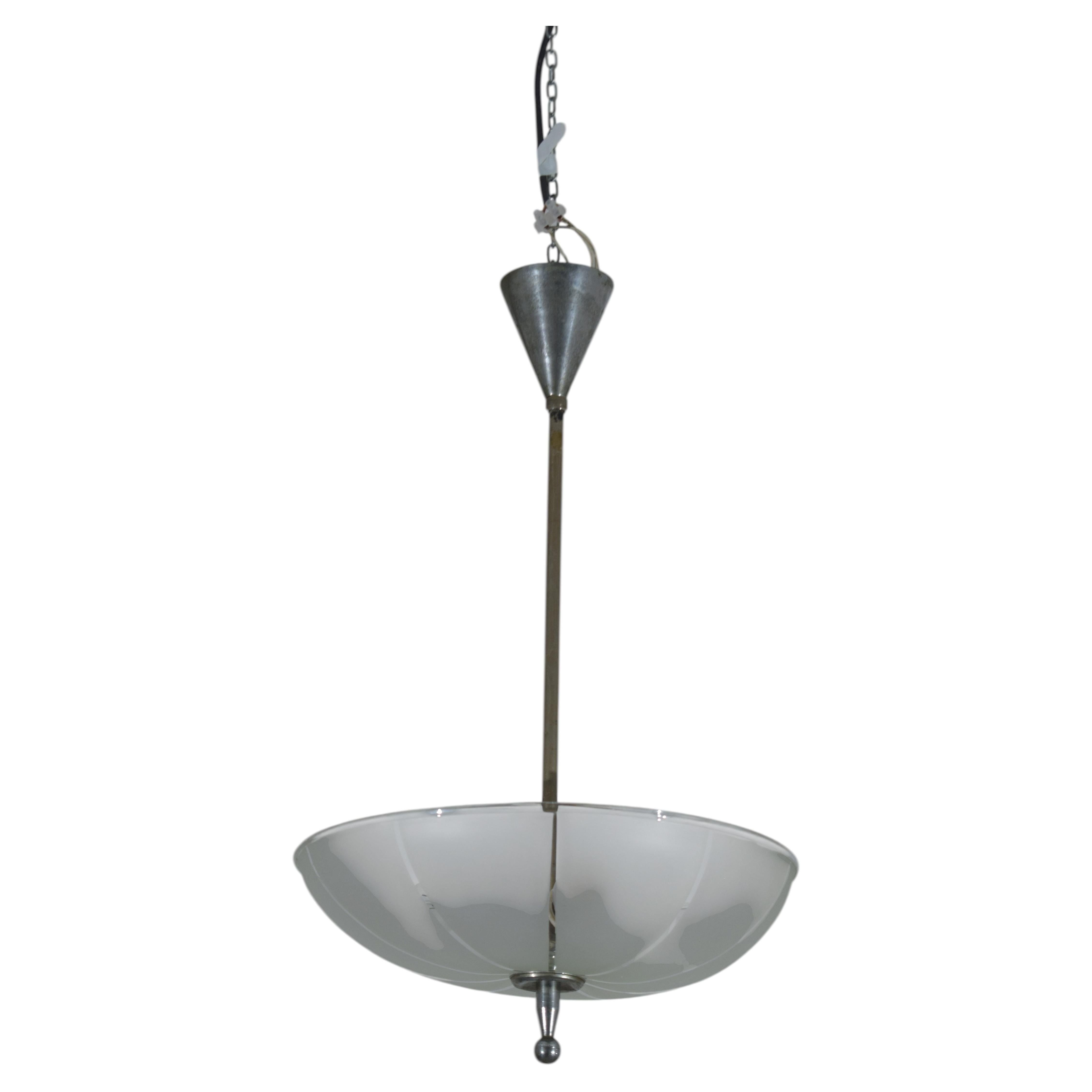 Glass disc chandelier, 1940s For Sale