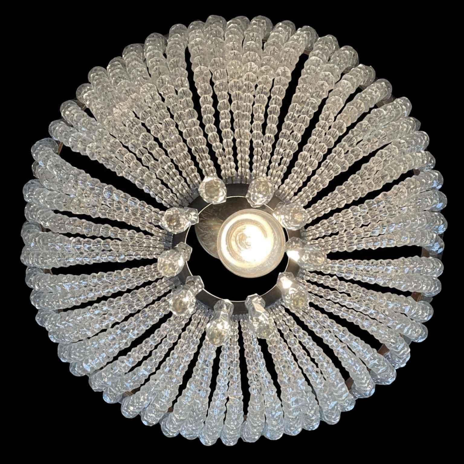 French Lampadario Francese Deco a Una Luce Dorato con Perline di Cristallo XX Secolo For Sale