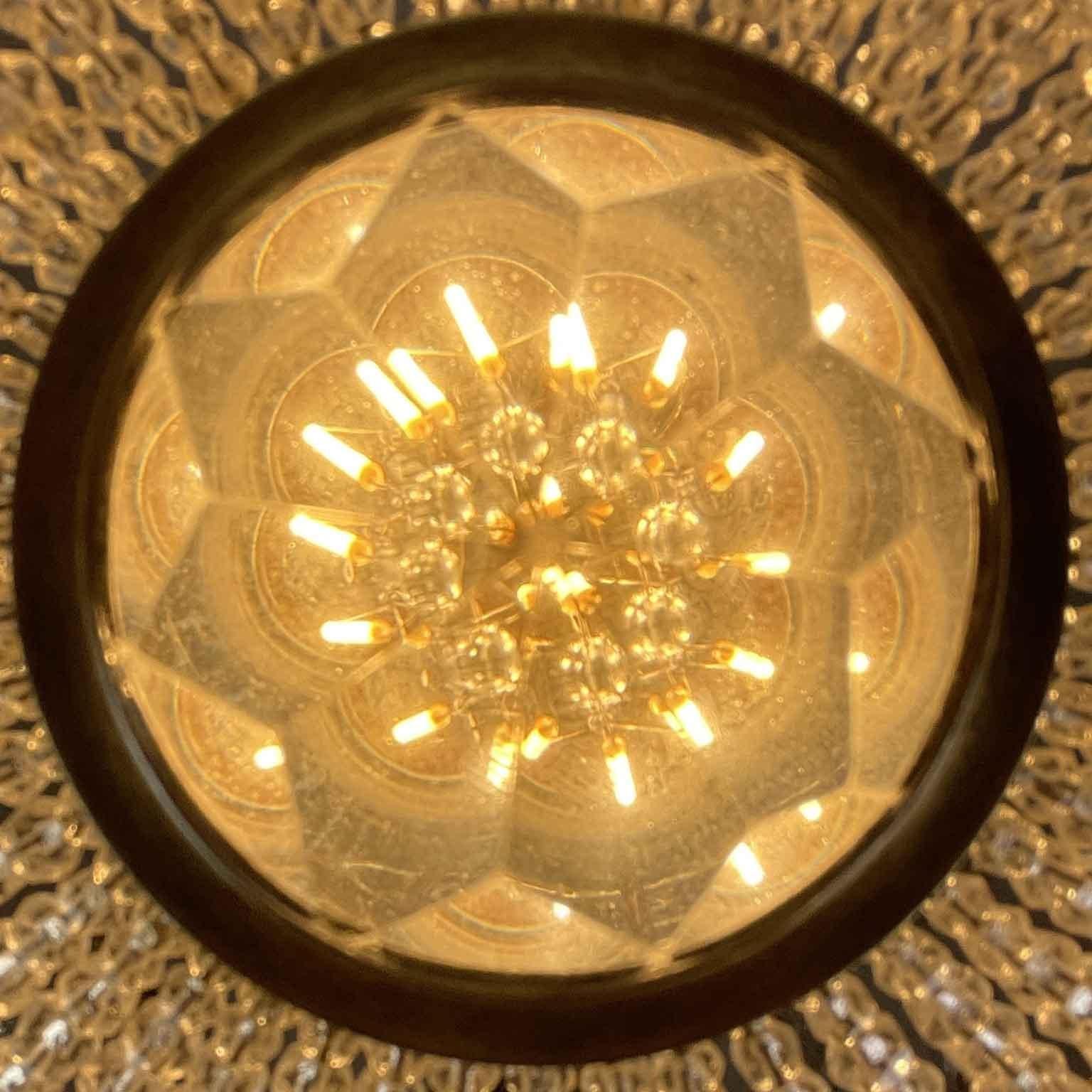 French Bronze Chandelier With Crystal Beaded Cup Early 1900s For Sale 2