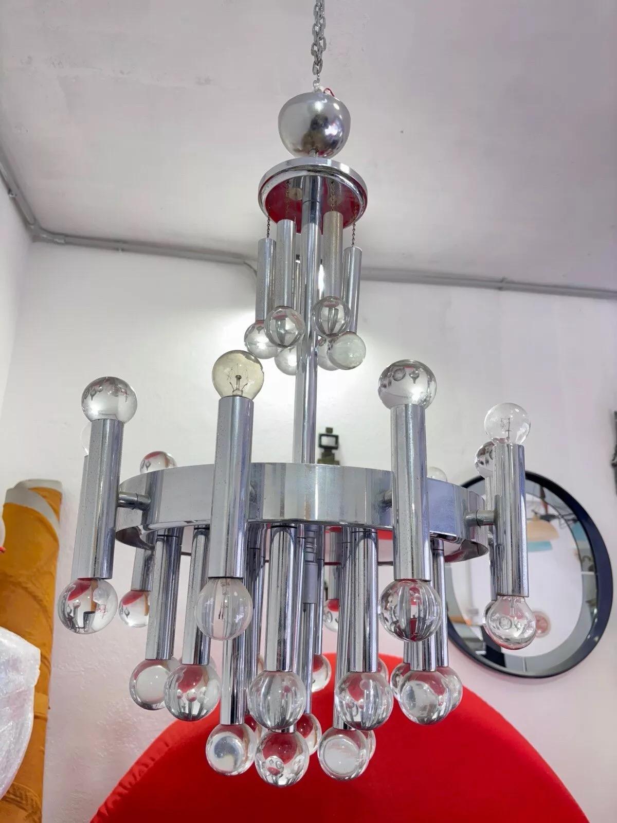 Late 20th Century Lustre Gaetano Sciolari 11 lumières Design moderne années 1970
