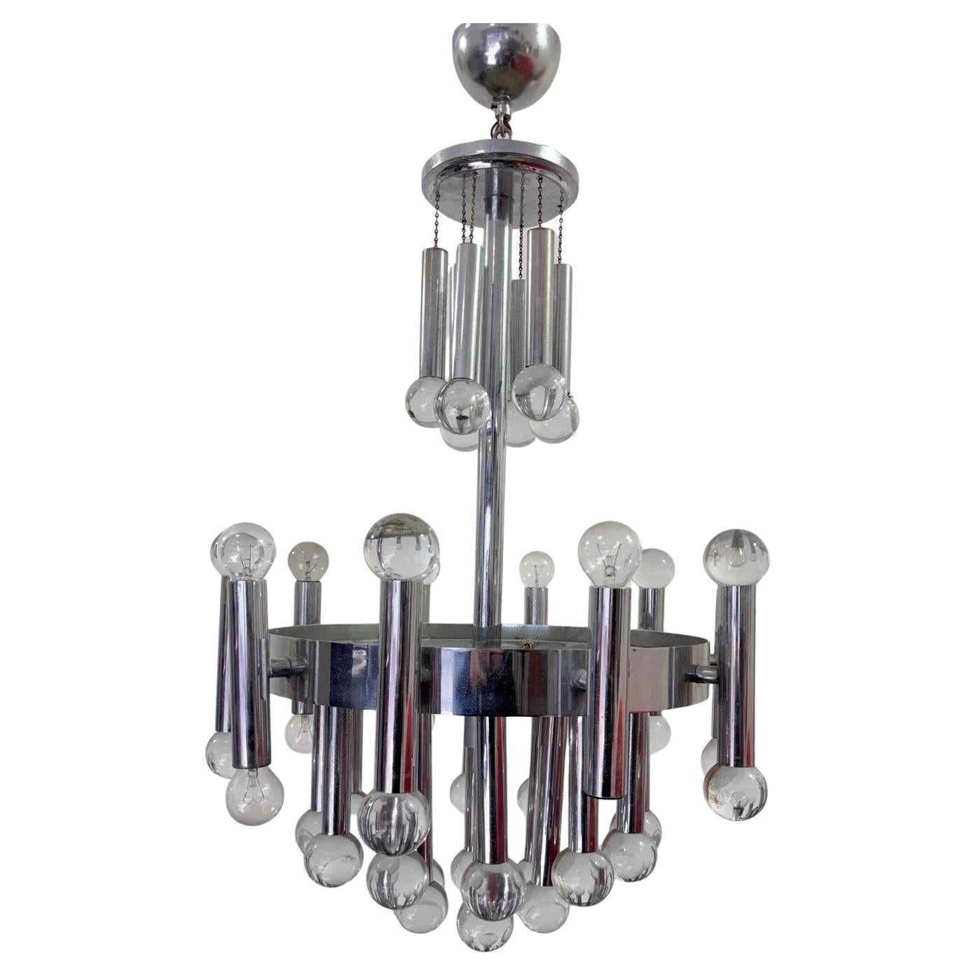 Gaetano Sciolari Chandelier 11 Lights Design Modernism 1970s