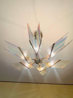 Lampadario Gaetano Sciolari Iridescente e Placcato Oro