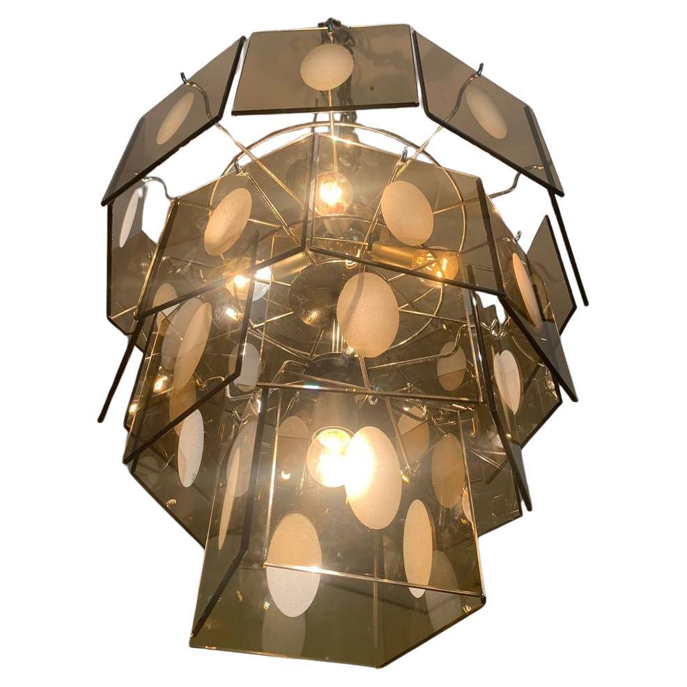 Chandelier  Vistosi Murano glass 5 lights 20th century 1960s, 1970s.