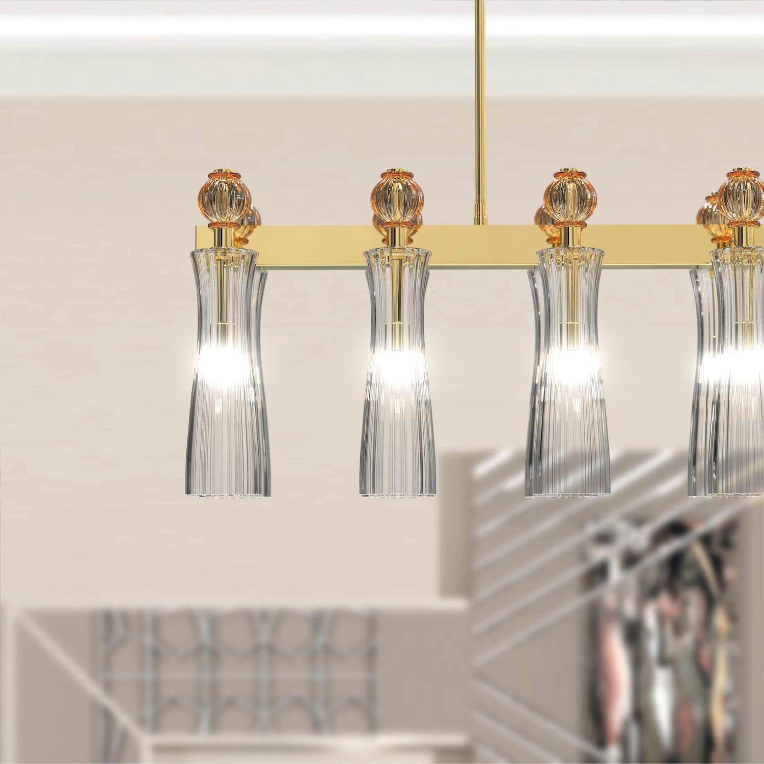 Italian Lampadario GIORGIONE a Sospensione 20 Luci in Vetro di Murano – Eleganza Moderna in vendita