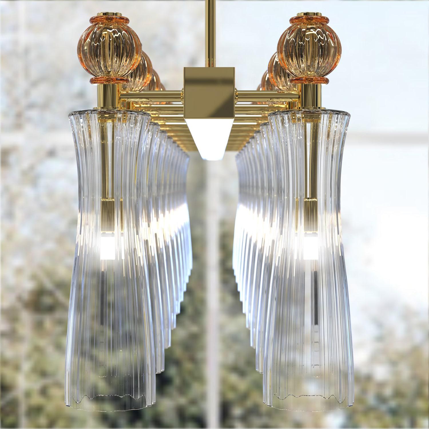 Periodo contemporaneo Lampadario GIORGIONE a Sospensione 20 Luci in Vetro di Murano – Eleganza Moderna in vendita