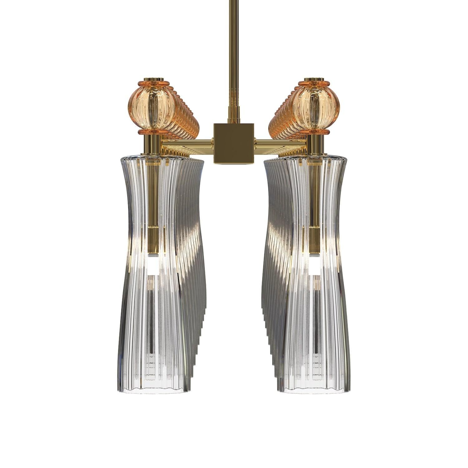 Lampadario GIORGIONE a Sospensione 20 Luci in Vetro di Murano – Eleganza Moderna in vendita 3