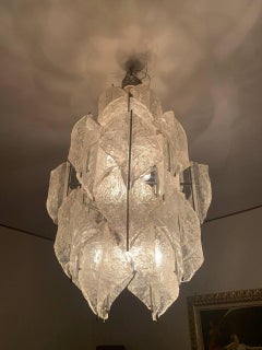 Mid-century "Ice" chandelier by Toni Zuccheri Venini Scultoreo.