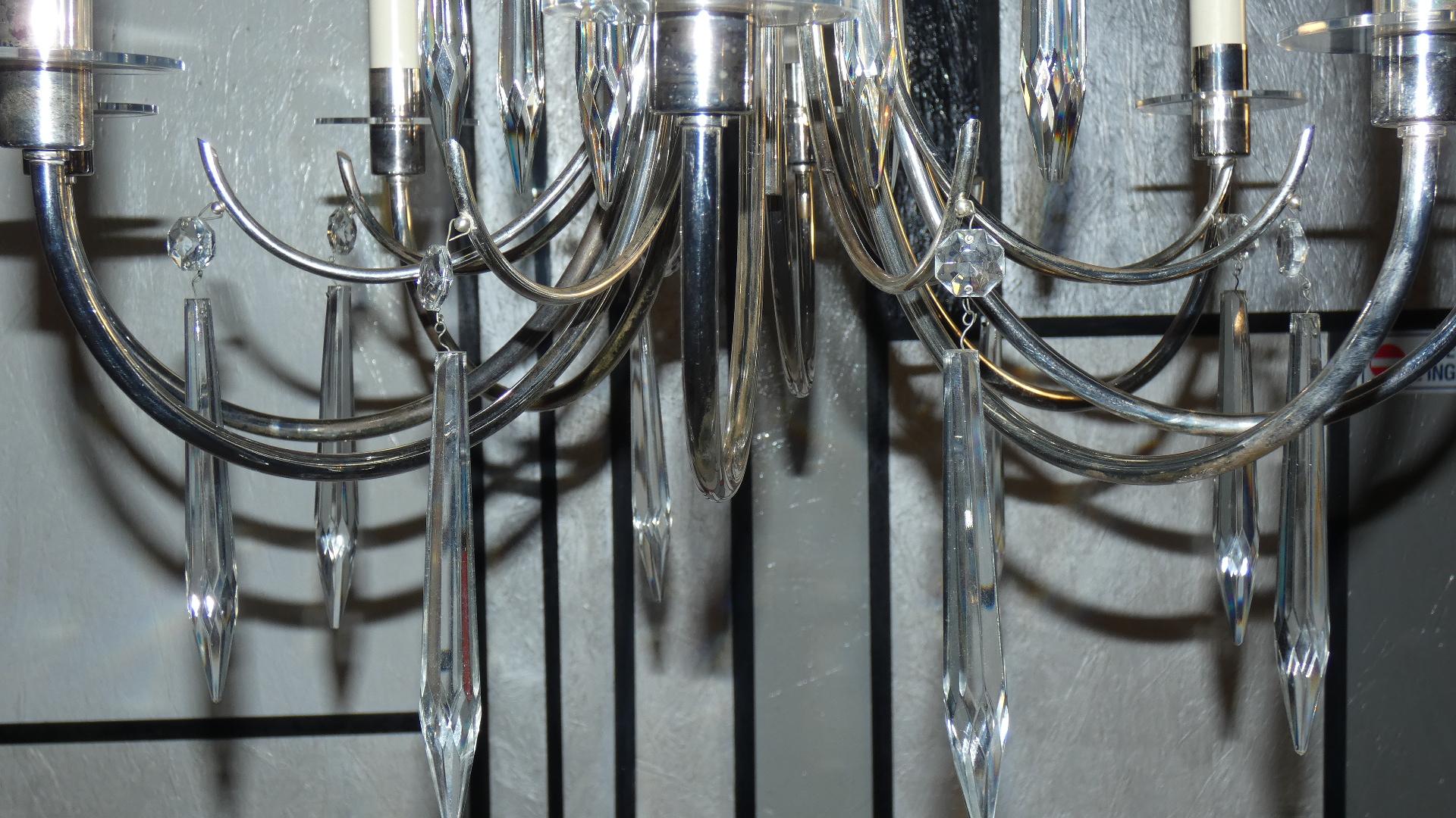 Italian Silver and crystal chandelier attributed to Gaetano Sciolari, Italy 1970s For Sale
