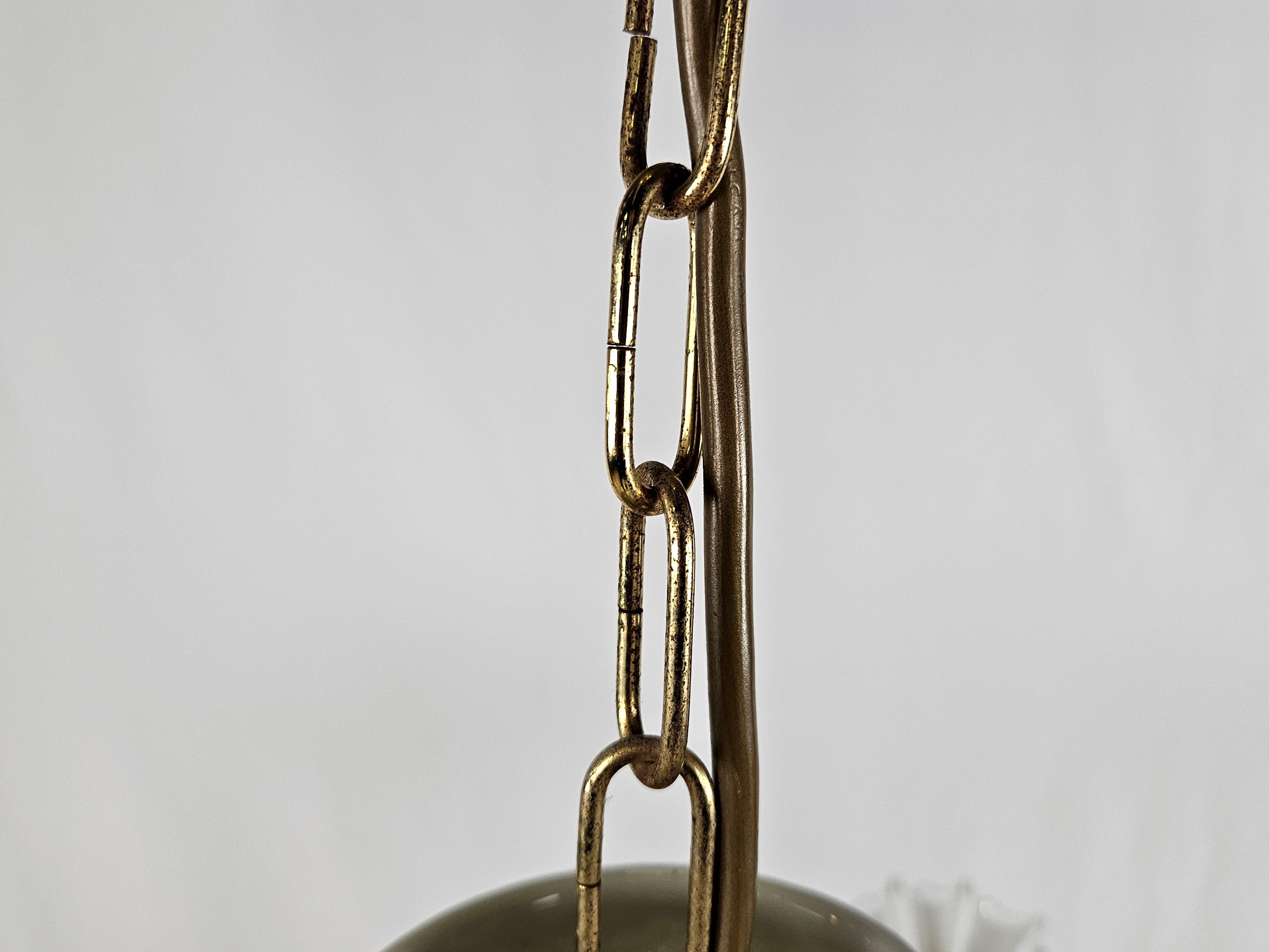 Ceramic, brass and Murano glass chandelier 20th century For Sale 13
