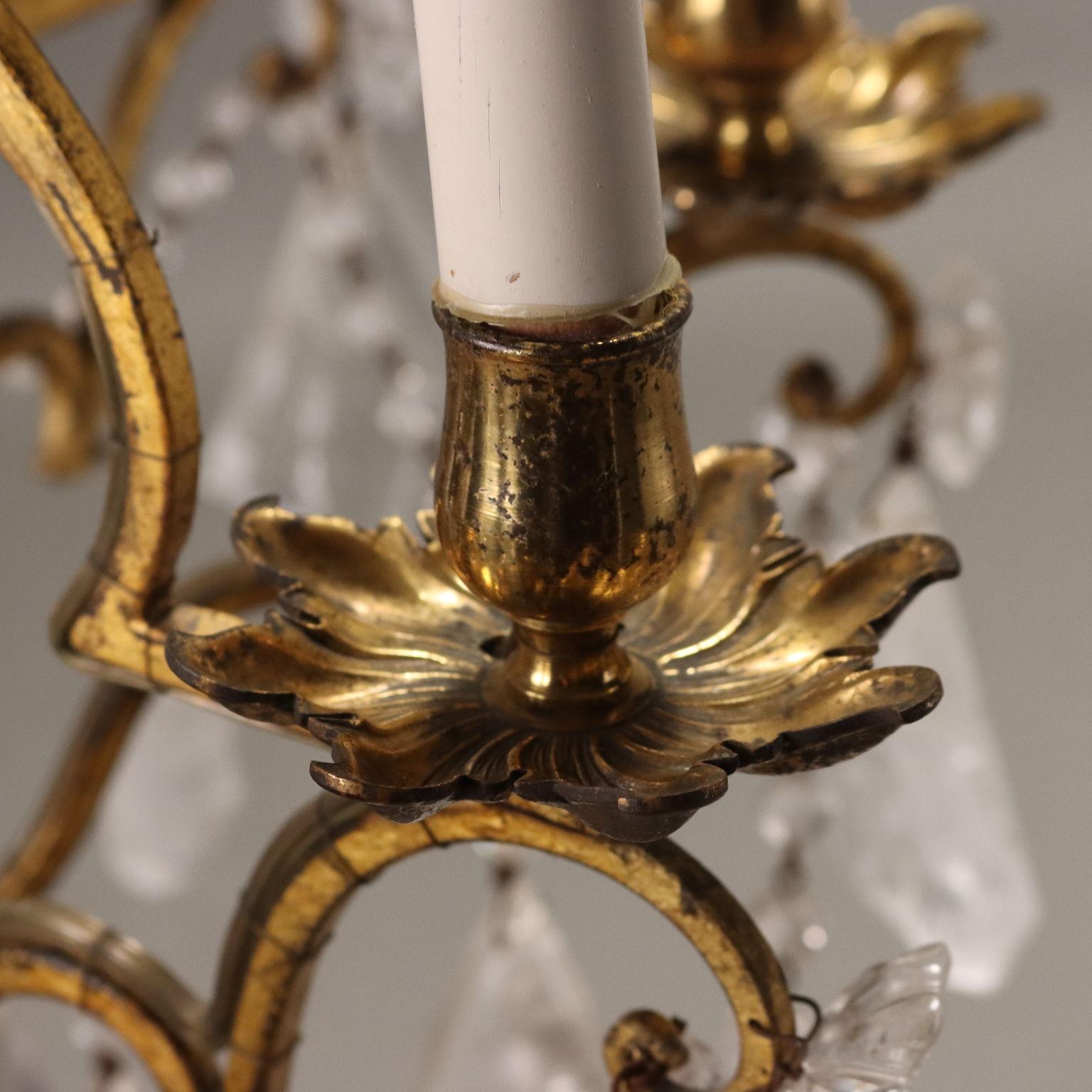 Lampadario in Ferro Battuto Italia Fine XIX Secolo en venta 4